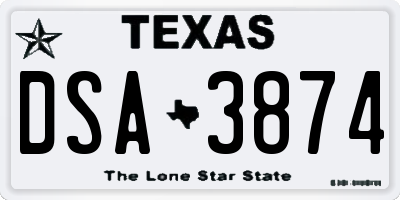 TX license plate DSA3874