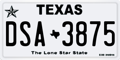 TX license plate DSA3875