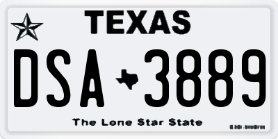 TX license plate DSA3889