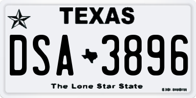 TX license plate DSA3896