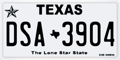TX license plate DSA3904