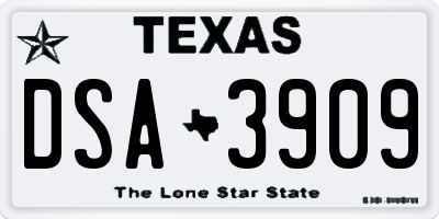 TX license plate DSA3909