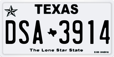TX license plate DSA3914