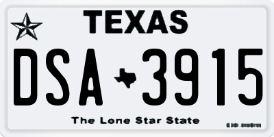 TX license plate DSA3915