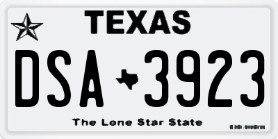 TX license plate DSA3923