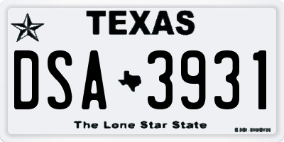 TX license plate DSA3931
