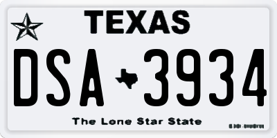 TX license plate DSA3934