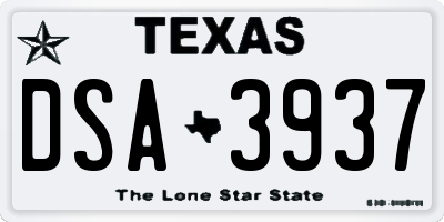 TX license plate DSA3937