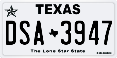 TX license plate DSA3947
