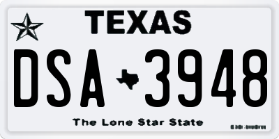 TX license plate DSA3948