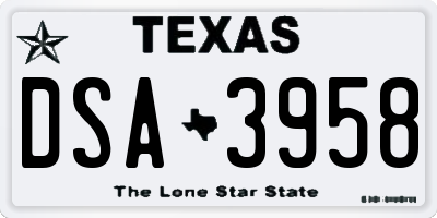 TX license plate DSA3958