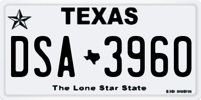 TX license plate DSA3960
