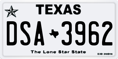 TX license plate DSA3962