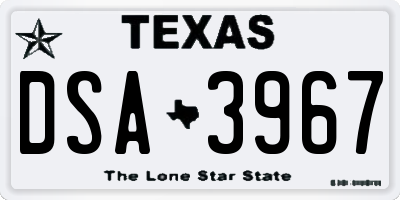 TX license plate DSA3967