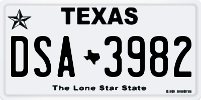 TX license plate DSA3982
