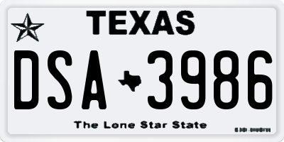 TX license plate DSA3986