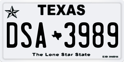 TX license plate DSA3989