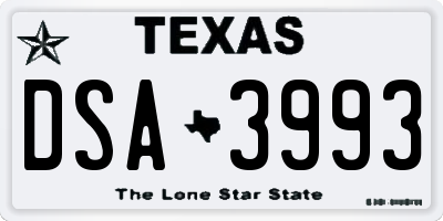 TX license plate DSA3993