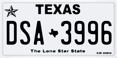 TX license plate DSA3996