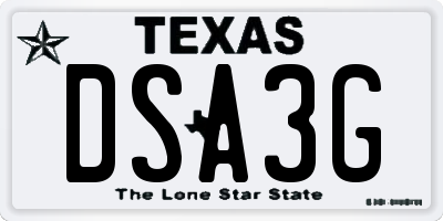 TX license plate DSA3G