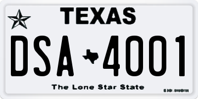 TX license plate DSA4001