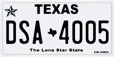 TX license plate DSA4005