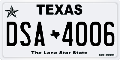 TX license plate DSA4006