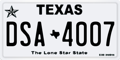 TX license plate DSA4007