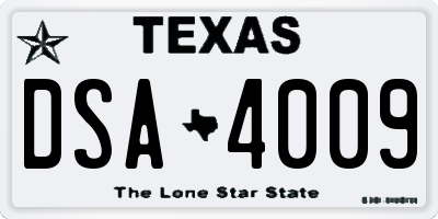TX license plate DSA4009
