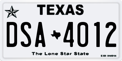 TX license plate DSA4012