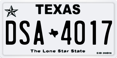 TX license plate DSA4017