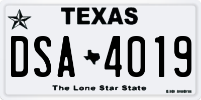 TX license plate DSA4019