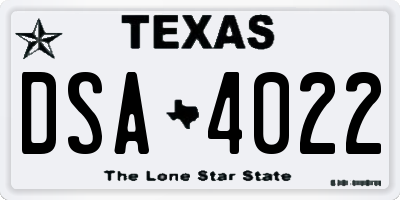 TX license plate DSA4022