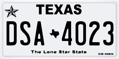 TX license plate DSA4023