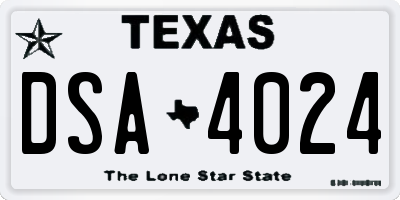 TX license plate DSA4024