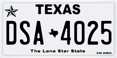 TX license plate DSA4025
