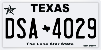 TX license plate DSA4029
