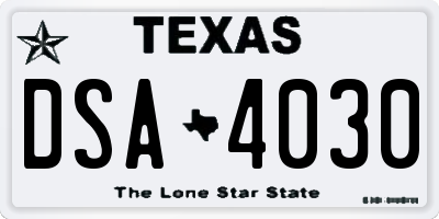 TX license plate DSA4030