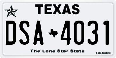 TX license plate DSA4031