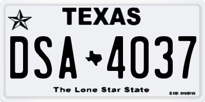 TX license plate DSA4037