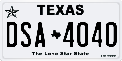 TX license plate DSA4040