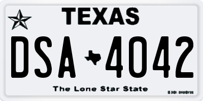 TX license plate DSA4042
