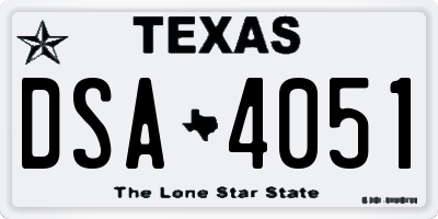 TX license plate DSA4051