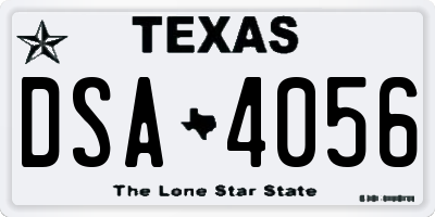 TX license plate DSA4056