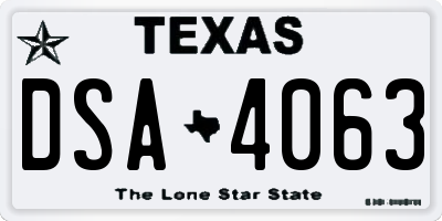 TX license plate DSA4063