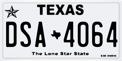 TX license plate DSA4064