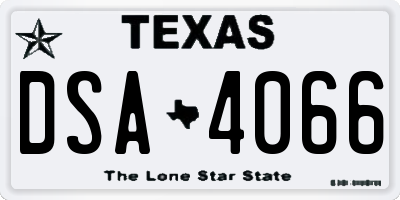 TX license plate DSA4066