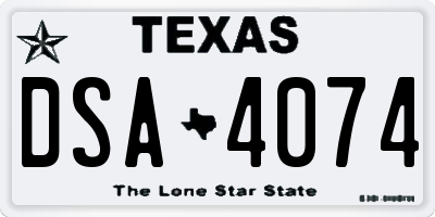 TX license plate DSA4074