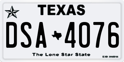 TX license plate DSA4076