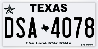 TX license plate DSA4078